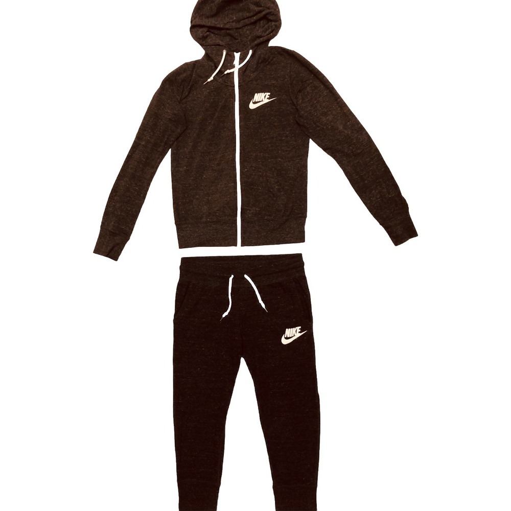 Nike Sportswear Hoodie & Cropped Joggers Women's S Charcoal Heather Vtg Y2K